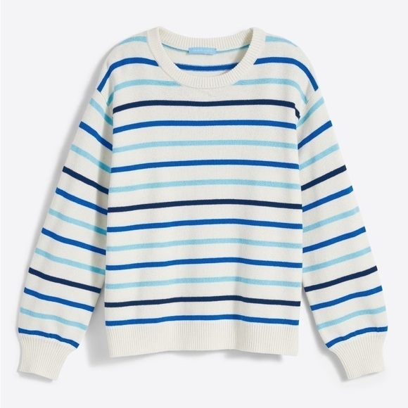 New Draper James Blue Multi Stripe Crew Neck Sweater Wool Blend New NWOT - Picture 10 of 10